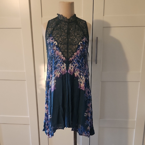 Free People Intimately Marsha Floral And Lace mini dress printed Small - Picture 3 of 9